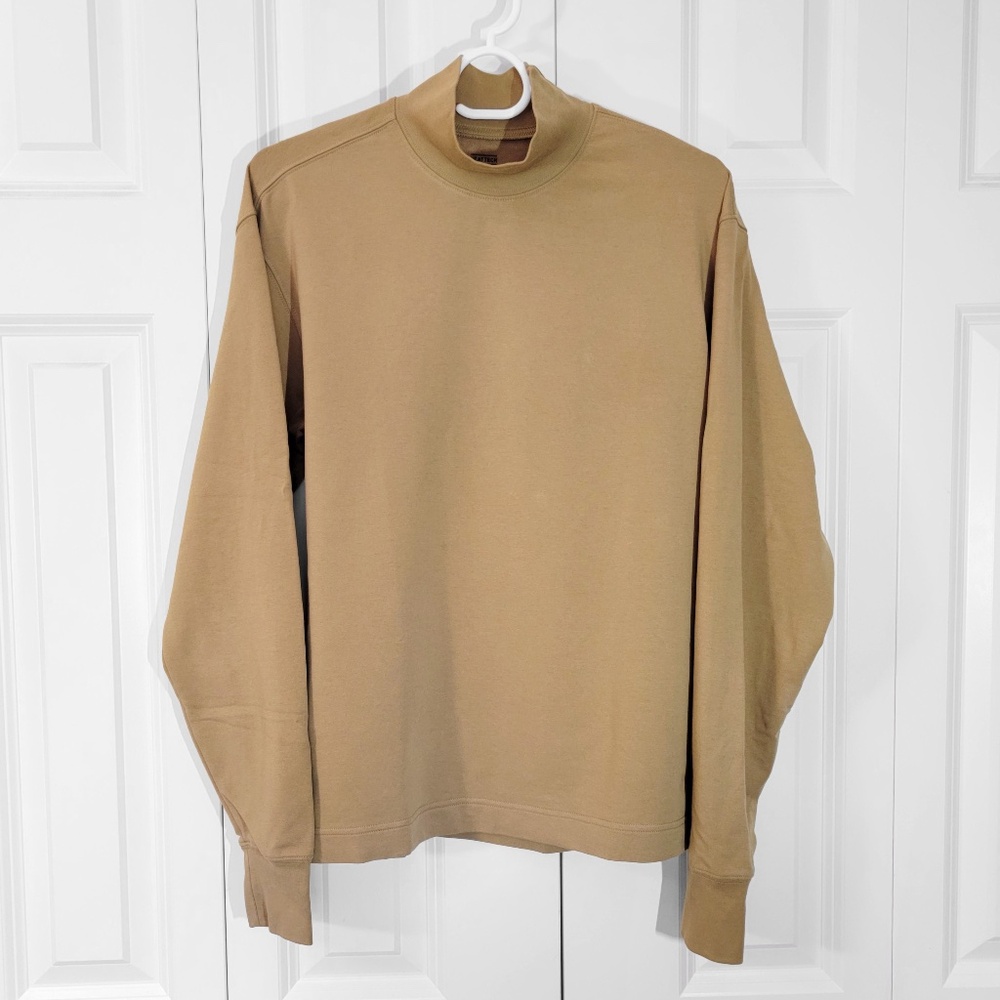 Uniqlo U HEATTECH Cotton Turtleneck Long-Sleeve T-Shirt Beige Women XS